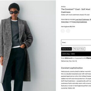 NWT Aritzia The Constant Coat Soft Wool Cashmere